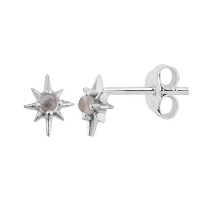 Sterling Silver Starburst Moonstone Stud Earrings - Image 1 of 4