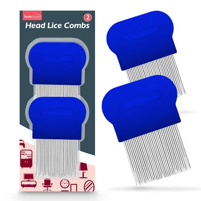 2 Metal Head Lice Comb Fine Tooth | Pet Dog Cat Flea Hair Kids Nit Eggs Removal - Image 1 of 4