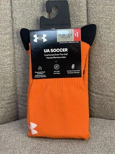 ✅ $15 Under Armour Socks Orange Cushion UA Soccer Over-the-Calf Logo Youth M - Picture 1 of 5