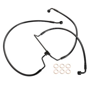 +4" Extended Steel Braided Front Brake Line for Harley Touring No ABS 2014-up - Imagen 1 de 7