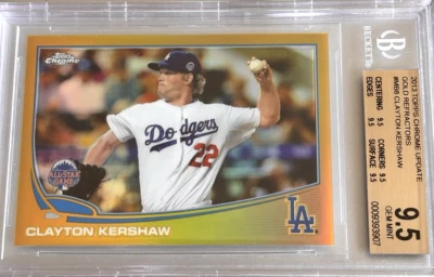 2013 Topps Chrome Gold Refractor /250 Clayton Kershaw Dodgers #MB-8 - Image 1 of 3