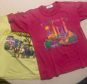 VTG Kids T shirts Toronto & Charleston NC Tourist Visit Sz 3-4 Single stitch - Picture 1 of 4