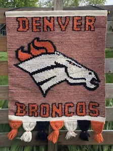 Denver Broncos Vintage Football Wall Sign Woven Banner Tapestry - Picture 1 of 5