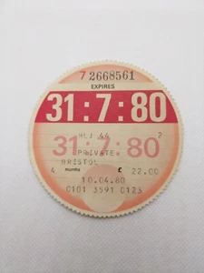 Vintage PRIVATE BRISTOL 1980 LVLO Original Old Road CAR Cars Tax Disc Rare - Picture 1 of 2