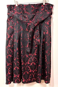 New York Co Jacquard Skirt Size 14 Red Black Whimsigoth Romantic Goth Steampunk - Picture 1 of 12