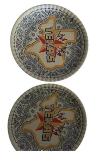 (2) 150 Degrees Reusable Paper Melamine Dinner Plates 9” Texas State 6 Flags - Picture 1 of 7