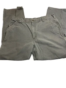 Carhartt Moss Heavy Work Dungarees Pants Carpenter 38x30 100% Cotton B11 MOS - Picture 1 of 4