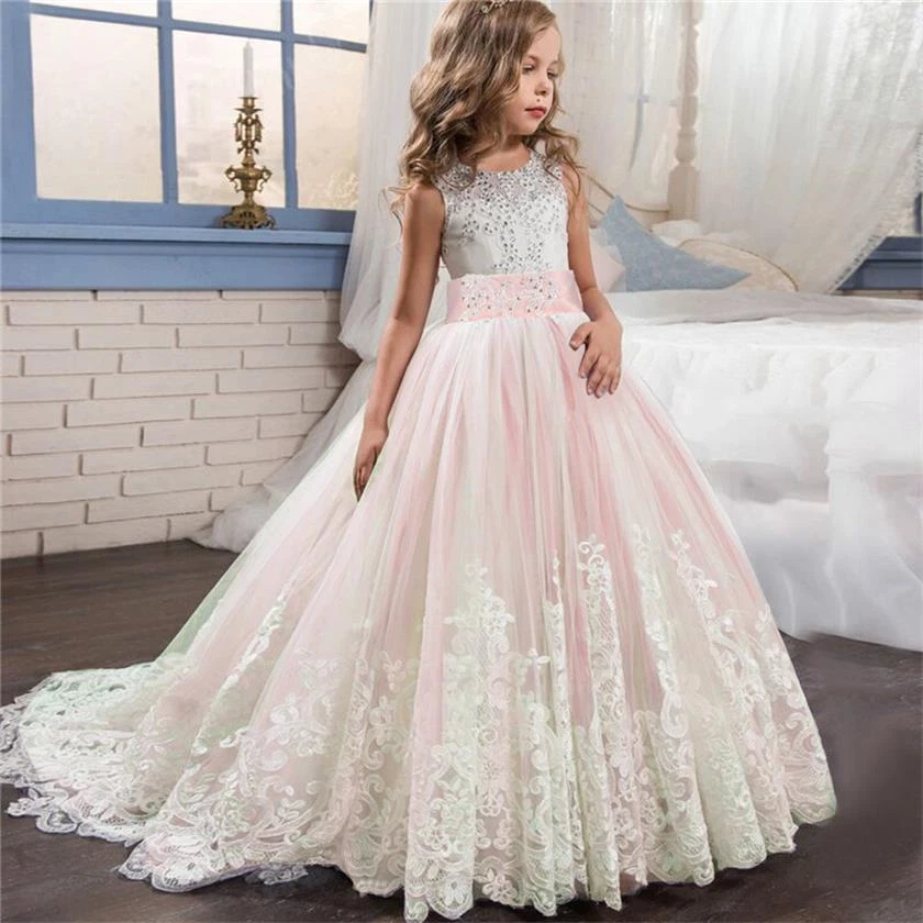 Girl Princess Dress Long Dress Party Gown Backless Kids Girls Prom Party Dress - Image 1 of 4