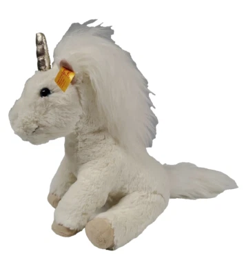 Steiff Soft Cuddly Friends Floppy Unica Unicorn Beanbag Plush White 10 Inch - Image 1 of 4
