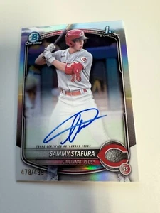 Sammy Stafura 2025 Bowman Chrome 1st Prospect Refractor 478/499 AUTO Reds - Bild 1 von 1