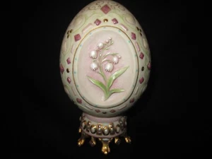 1983 Gedenk Maiglöckchen Porzellan Ei Figur Vintage SIGNIERT - Bild 1 von 7