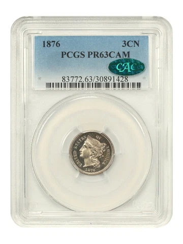 1876 3-CENT NICKEL PCGS PR63CAM CAC CHOICE PROOF Cover