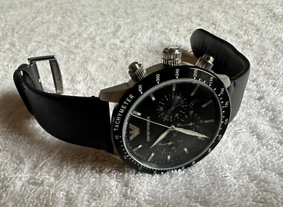 emporio armani ar11243 mario esfera negra cuero reloj cronógrafo hombre Foto 1 de 4
