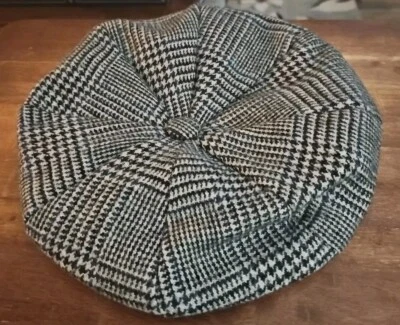 NUEVO CON ETIQUETAS Dobbs Chap Mezcla de Lana Gris/Azul Marino Cabbie Newsboy Sombrero M Mediano Nuevo Foto 1 de 4