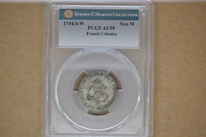 1744/3-W Sou Marque. Lille Mint. Vlack-205b. Rarity-5. PCGS AU-58 - Picture 1 of 5