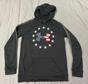 Under Armour Boys Black Stars American Flag Hoodie Sweatshirt Size Youth XL - Picture 1 of 2