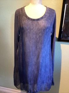 Meo Meli Blue Indigo Tye Dye Tunic Style Dress Size M/L - Picture 1 of 7