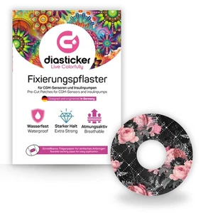 FreeStyle Libre 3 Pflaster - Black Flora l Diasticker® - Picture 1 of 6