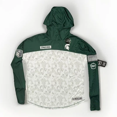 Moletom com capuz novo com etiquetas Colosseum M camuflado Michigan State manga longa apoio militar mulher - Imagem 1 de 4