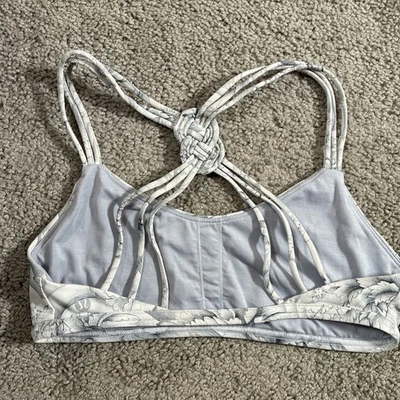 Lululemon Love Knot Sports Bra White Blue Floral Size 6 - Image 1 of 4