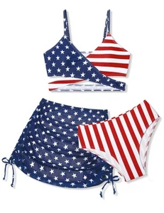 Girls 4th of July Swimsuit Size 14-16 Teen Girls Patriotic Swimsuit Red White... - Picture 1 of 6