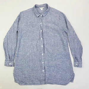 Garnet Hill Größe Small Damen blau Leinen Langarm Chambray Shirt - Bild 1 von 9