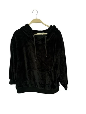 Sudadera con Capucha ALICE + OLIVIA M Terciopelo Negro Manga Tres Cuartos Lujo Foto 1 de 3