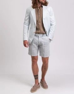 RRP€1100 CARUSO Blazer Jacket IT48 US38 M Linen Blend Notch Lapel Made in Italy - Picture 1 of 11