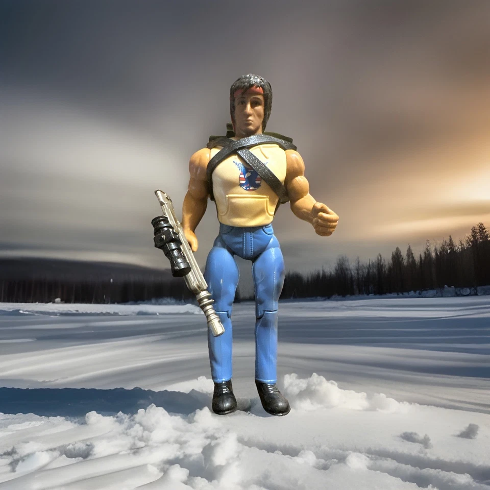Boneco de ação Fire Power John Rambo Sylvester Stallone Rambo 1986 Coleco vintage - Imagem 1 de 4