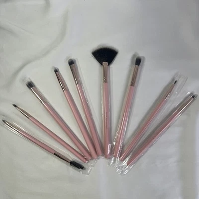 Lote de 9 brochas de maquillaje rosa Real Perfection sombra de ojos rubor cejas resaltado Foto 1 de 4
