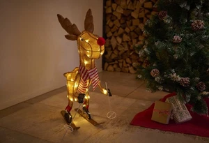 LED Weihnachtsfigur beleuchtetes Rentier mit Timer – Perfekte Winterdeko - Bild 1 von 4