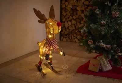 LED Weihnachtsfigur beleuchtetes Rentier mit Timer – Perfekte Winterdeko - Bild 1 von 4
