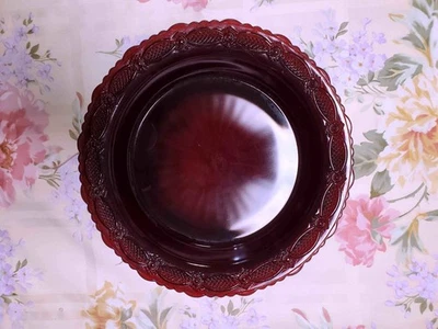 Vintage 1876 Cape Cod Collection Serving Bowl Ruby Red 8 1/2 Avon in box - Image 1 of 2
