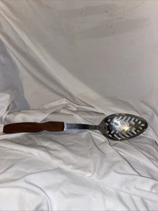 VTG CUTCO Large Slotted Serving Spoon No.13 Classic Brown Handle USA 12.25" - Picture 1 of 6