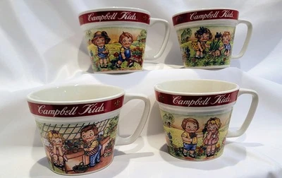 4 canecas de sopa vintage Campbell’s Kids \ xícaras por Westwood 1998 - Imagem 1 de 4