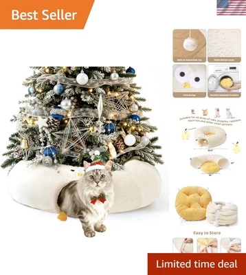 2-in-1 Cat Tunnel Bed with Washable Cushion - Engaging Indoor Play for All Pets - Image 1 of 4