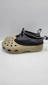 Crocs Clogs Water Shoes M9/W11 Tan/Black wWith Upper Neoprene Drawstring Rare! - Picture 1 of 5