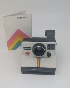 Polaroid Original OneStep White Rainbow Stripe Camera Vintage - UNTESTED - Picture 1 of 8