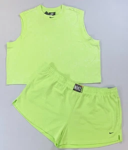 Women's Nike XXL LOOSE Fit CZ9856 Neon Worn-In Stand Out Shorts Crop Tank Set - Picture 1 of 2