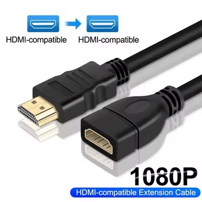 HDMI Extension Cable Male to Female Lead v1.4 3D High Speed Extender Adapter - Image 1 of 4