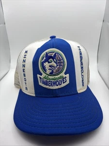 Vintage Lucky Stripes Minnesota Timberwolves Blue Mesh Trucker SnapBack Hat - Picture 1 of 11