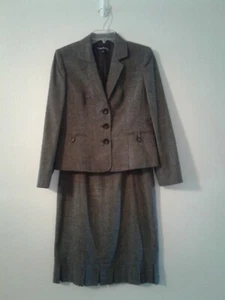 Evan Picone Women Size 8 2-Piece Brown/Beige Lined Skirt Suit - Picture 1 of 7