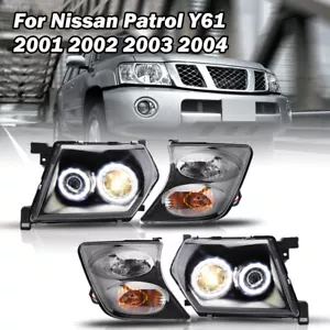4x Black LED Headlight Headlamp Corner Lights For Nissan Patrol Y61 GU 2001-2004 - Picture 1 of 19