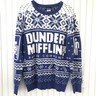 DUNDER MIFFLIN The Office Ugly Xmas Christmas Sweater Blue Holiday Knit Medium