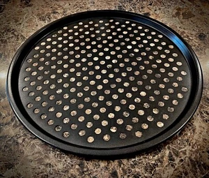 13” x 1/2” Round Gray Black Pizza Pan With Holes - Picture 1 of 4