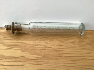 Vintage Glass Apothecary cylinder Bottle & stopper embossed with Alex ParsonsP23 - Picture 1 of 5
