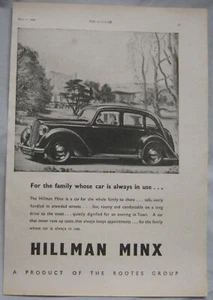1947 Hillman Minx Original advert No.1 - Picture 1 of 1