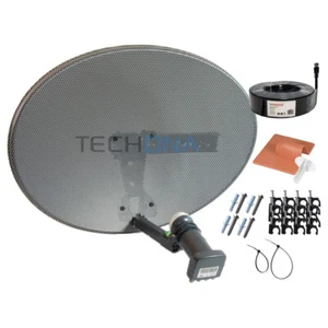 MK4 Satellite Dish Kit with Quad HD LNB & Black Single Cable for Sky Freesat HD - Picture 1 of 7