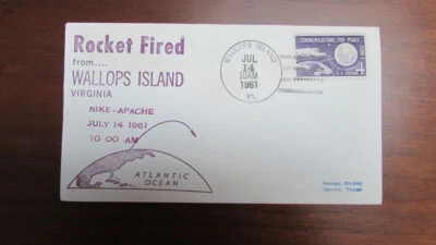 UNITED STATES ROCKET FIRED WALLOPS NIKE APACHE 7-14-1961 10:00 ADDRESSED COVER - Image 1 of 2