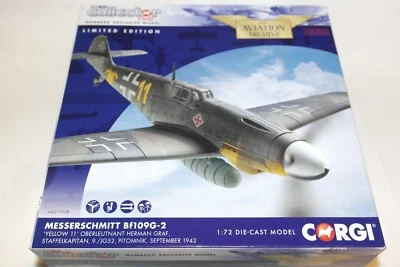 CORGI AVIATION 1:72 MESSERSCHMITT BF109G-2 YELLOW 11 HERMAN GRAF  9/JG52 1942 - Image 1 of 4